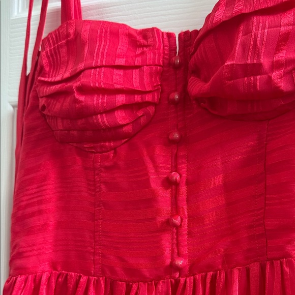 Red Ruffled Mini Dress - Picture 3 of 6